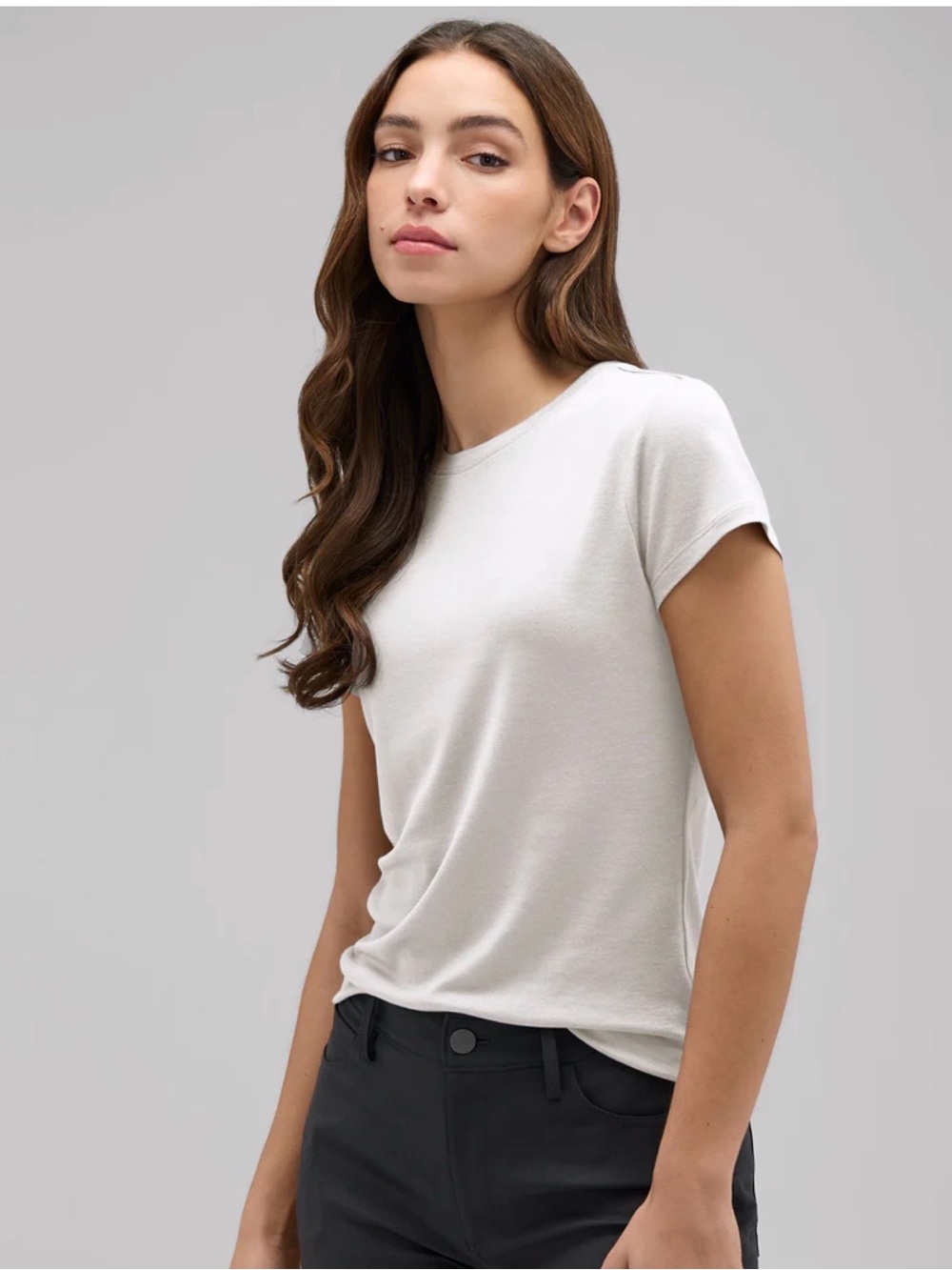 Women's Slim Merino Crew Neck T‑Shirt in White NWOT